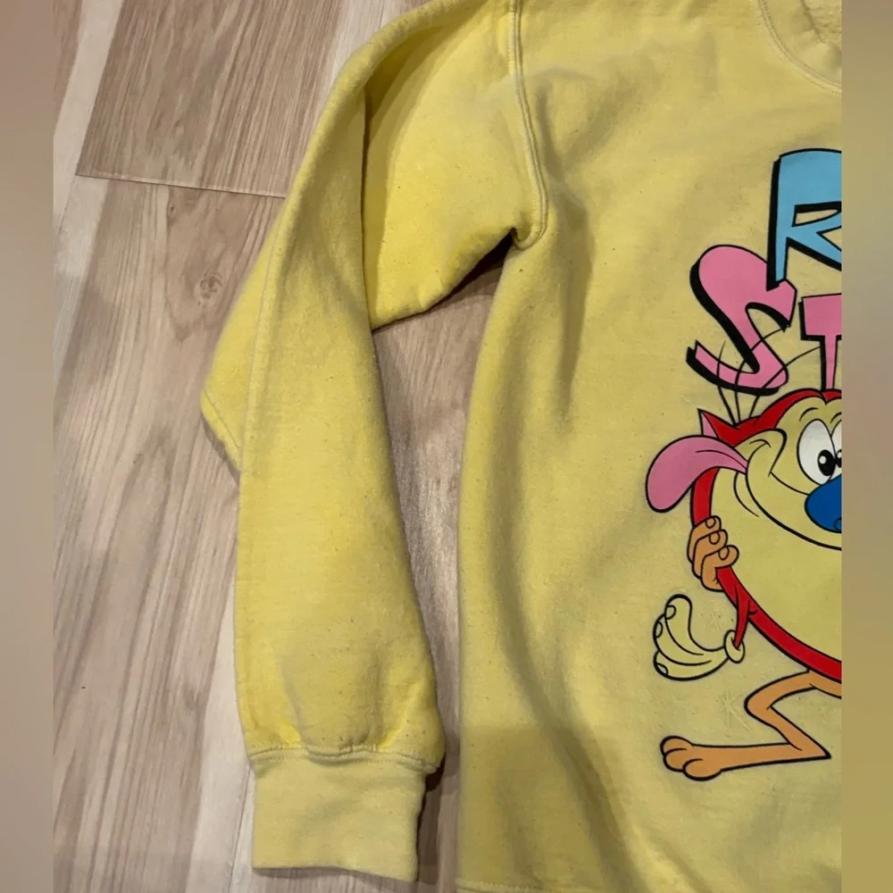 Yellow Ren and Stimpy Sweatshirt Size Women’s Small Nickelodeon - Picture 3 of 5
